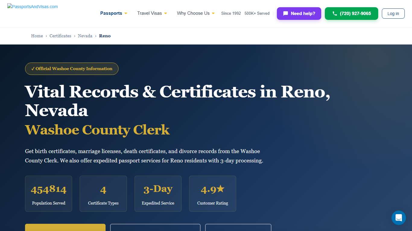 Birth, Marriage & Death Certificates in Reno, NV | Washoe County Vital Records